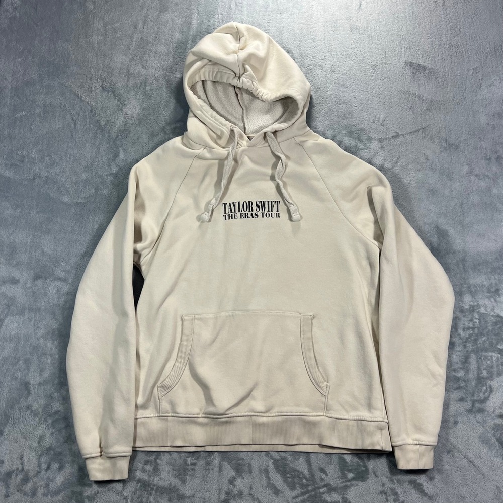 Taylor Swift The Eras Tour Hoodie Adult Small Beige Graphic Pullover Concert Pop